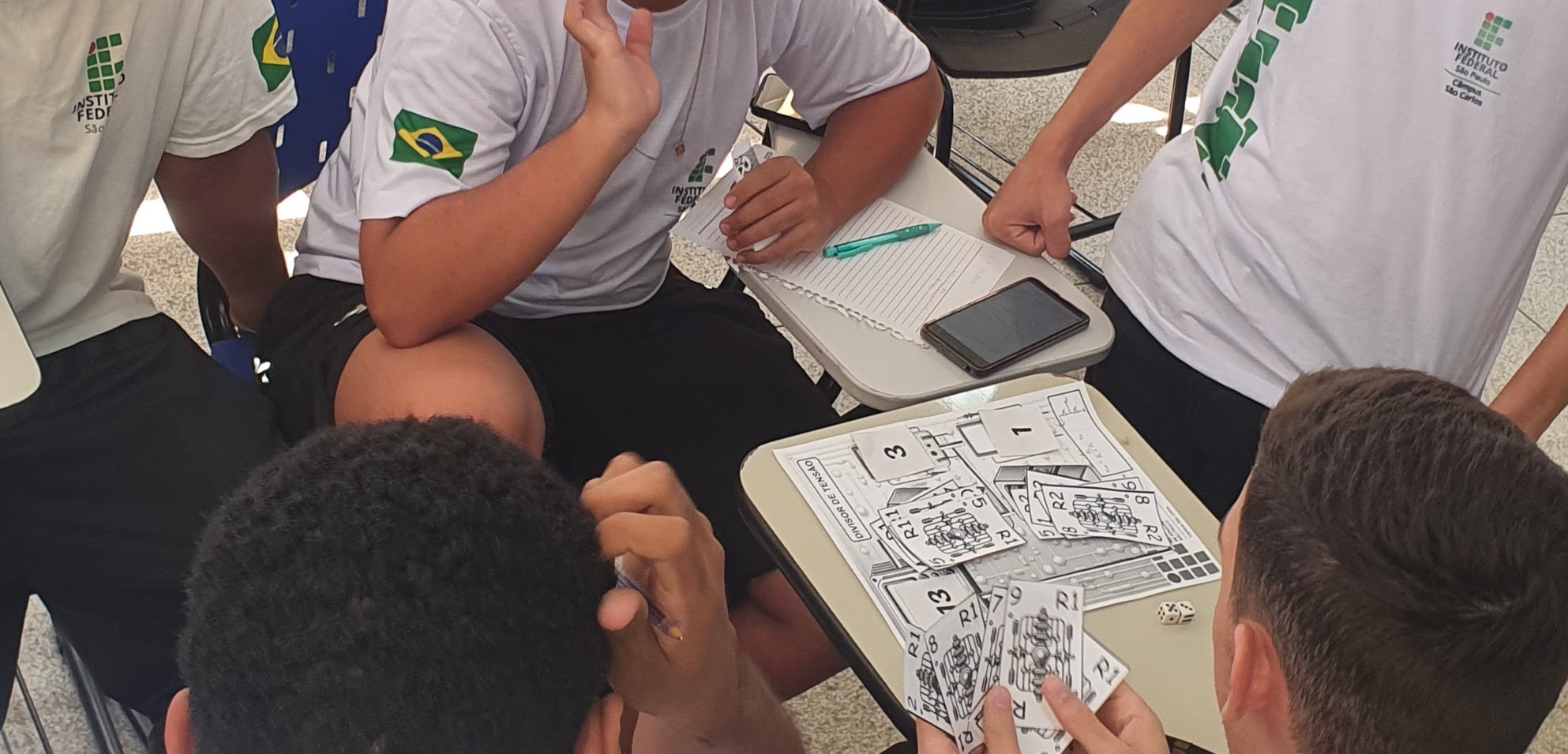 Alunos jogando o Jogo Divisor de Tensão